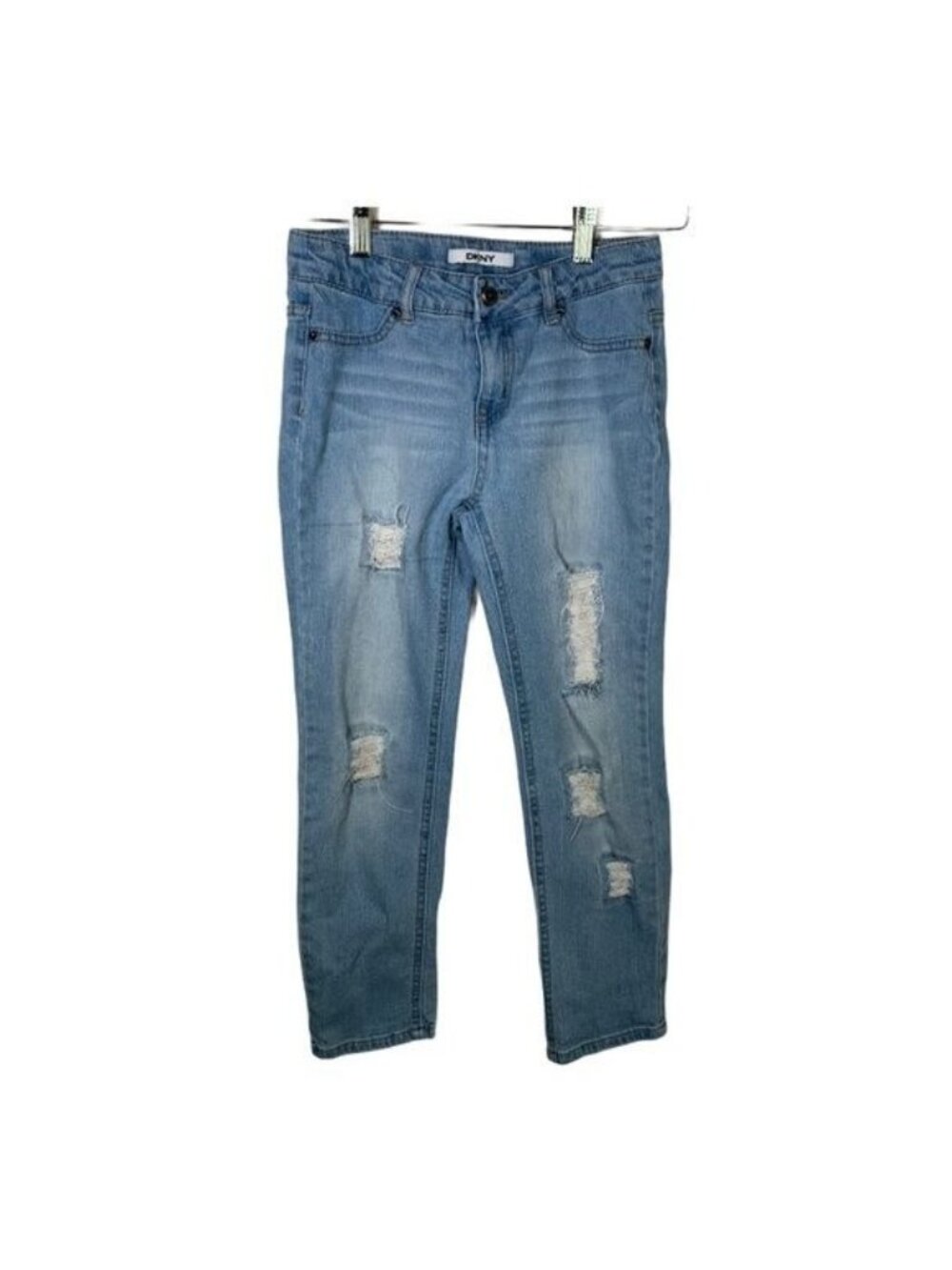 DKNY Girls Size 12 Skinny Jeans Blue Ripped Distressed Stretch Denim